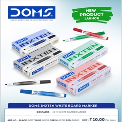 DOMS INXTEN Whiteboard Marker - Red - 10Nos